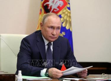 Tổng thống Nga Vladimir Putin chủ trì cuộc họp trực tuyến tại Moskva.