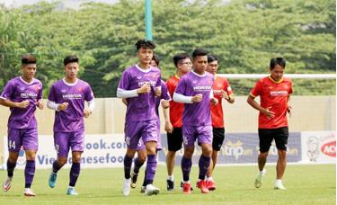 Một buổi tập luyện của đội tuyển bóng đá nam U23 Việt Nam chuẩn bị cho SEA Games 31. Ảnh: VFF