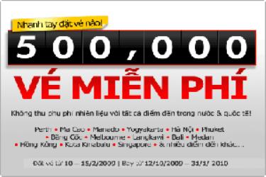 500.000 vé máy bay miễn phí vừa được Air Asia tung lên mạng tại www.airasia.com 
