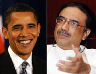 Tổng thống Mỹ Barack Obama (trái) và người đồng cấp Pakistan Asif Zardari.