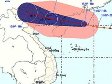 Bão số 4 sẽ đi vào đất liền, ảnh hưởng tới các tỉnh phía Bắc.