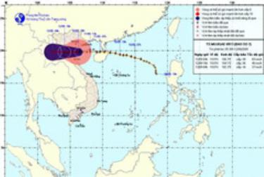 Đường đi và vị trí cơn bão - theo bản tin phát lúc 5g30 sáng 12-9.
