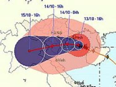 Dự báo đường đi và khu vực ảnh hưởng của cơn bão số 10.
