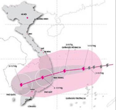 Đường đi của bão số 11.