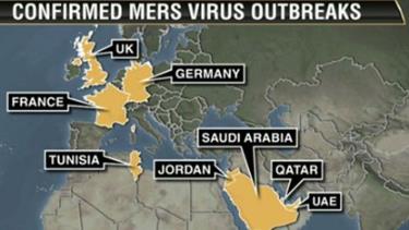 Phạm vi ảnh hưởng của virus MERS.