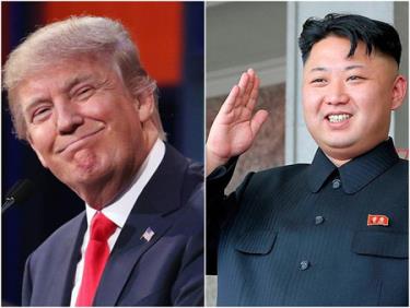 Tổng thống Mỹ Donald Trump (trái) và nhà lãnh đạo Triều Tiên Kim Jong-un