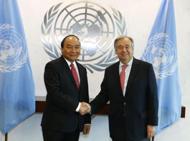 Thủ tướng Nguyễn Xuân Phúc và Tổng Thư ký Liên hợp quốc Antonio Guterres.