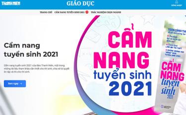 Giao diện Cẩm nang tuyển sinh 2021 phiên bản điện tử trên website thanhnien.vn