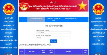 Giao diện chính Trang thông tin Bầu cử đại biểu Quốc hội khóa XV và đại biểu HĐND các cấp tỉnh Yên Bái nhiệm kỳ 2021 - 2026 chính thức được đưa vào hoạt động tại địa chỉ https://baucu.yenbai.gov.vn/.