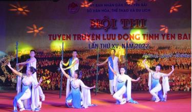 Một tiết mục dự thi của đội thành phố Yên Bái tại Hội thi Tuyên truyền lưu động tỉnh Yên Bái lần thứ XV, năm 2022. (Ảnh minh họa)