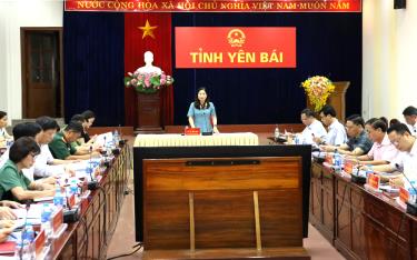 Phó Chủ tịch UBND tỉnh Vũ Thị Hiền Hạnh kết luận Hội nghị.