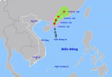 Dự báo đường đi của bão số 1. (Nguồn: Trung tâm Dự báo khí tượng thuỷ văn quốc gia)