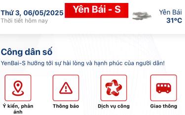 Ứng dụng Công dân số YenBai-S hiện đang cung cấp rất nhiều tiện ích cho người dân