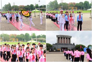 500 đại biểu thiếu nhi báo công, vào Lăng viếng Bác.