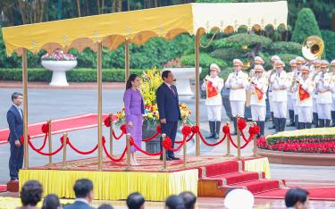 Thủ tướng Phạm Minh Chính chủ trì lễ đón chính thức Thủ tướng Thái Lan Paetongtarn Shinawatra thăm Việt Nam.