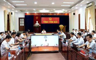 Các đại biểu dự Hội nghị tại điểm cầu tỉnh Yên Bái.