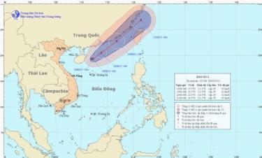 Hình ảnh đường đi của bão số 2