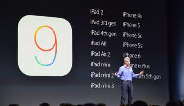 iOS 9 có mặt trên iPad từ thế hệ 2 trở lên, iPhone từ 4S trở lên và iPod Touch thế hệ 5.