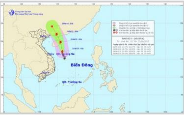 Hình ảnh đường đi và vị trí cơn bão