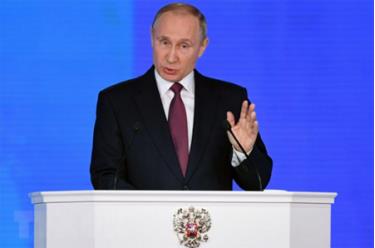 Tổng thống Nga Vladimir Putin phát biểu tại một sự kiện ở thủ đô Moskva.