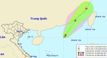 Vị trí và hướng đi của Áp thấp nhiệt đới. 
