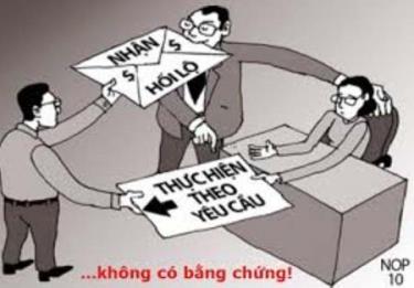 Một tác phẩm tranh biếm họa về chủ đề phòng chống tham nhũng.
