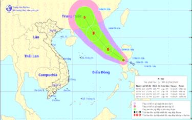 Vị trí và đường đi áp thấp nhiệt đới. Ảnh: Trung tâm DBKTTV Trung ương