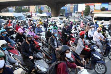 Streets in Hanoi have become crowded again after the Government eased social distancing measures in late April, 2020.