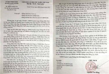 Văn bản báo cáo của lãnh đạo huyện Lạng Giang về trường hợp nam tài xế Nguyễn Văn Hùng chết sau khi tiêm vaccine phòng dịch COVID-19.