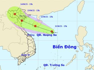 Vị trí và hướng di chuyển của vùng thấp.