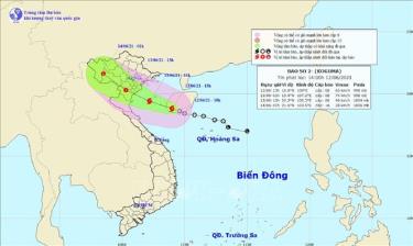 Bản đồ đường đi của bão số 2.