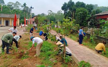 Nhân dân thôn Hợp Thịnh trồng hoa, tạo cảnh quan môi trường xanh - sạch -  đẹp.