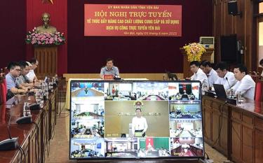 Các đại biểu tham dự Hội nghị tại điểm cầu tỉnh Yên Bái.