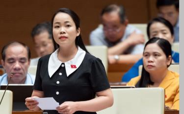 Đại biểu Quốc hội tỉnh Yên Bái Triệu Thị Huyền nêu câu hỏi chất vấn Phó Thủ tướng Lê Minh Khái.