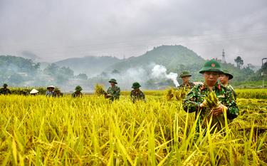 Cán bộ, chiến sĩ Ban Chỉ huy Quân sự huyện Lục Yên tham gia “Ngày cùng dân” tại xã Tô Mậu.