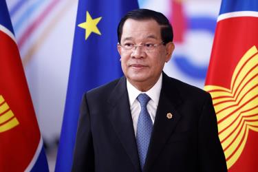 Thủ tướng Campuchia Hun Sen dự hội nghị thượng đỉnh EU - ASEAN tại trụ sở Hội đồng Châu Âu ở Brussels, Bỉ tháng 12/2022.