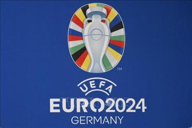 Biểu tượng UEFA Euro 2024 tại sân vận động Olympic ở Berlin, Đức.