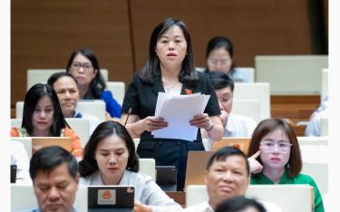 Đại biểu Quốc hội Khang Thị Mào phát biểu thảo luận tại hội trường chiều 24/6.