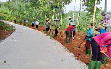 Được sự đồng thuận của nhân dân trong xây dựng NTM nâng cao, đường làng, ngõ xóm thôn Lường, xã Đại Lịch ngày càng được mở rộng khang trang, sạch, đẹp.