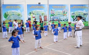 Lớp võ Karate thu hút thiếu nhi tham gia trong dịp hè.