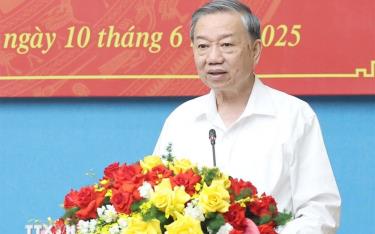 Tổng Bí thư Tô Lâm phát biểu chỉ đạo tại buổi làm việc.