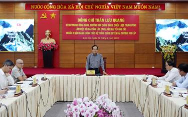 Trưởng ban Chính sách, Chiến lược Trung ương Trần Lưu Quang phát biểu kết luận buổi làm việc.