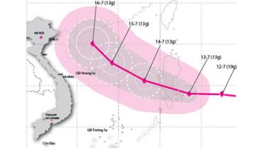 Sơ đồ đường đi của bão Côn Sơn.
