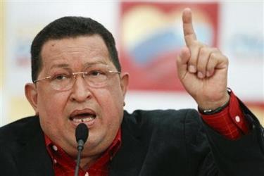 Tổng thống Venezuela Hugo Chavez tại một cuộc họp ở Caracas ngày 9-7.