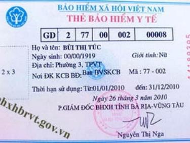 Một mẫu thẻ bảo hiểm y tê.