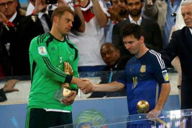 Quả bóng vàng chỉ là giải thưởng an ủi cho Messi khi Argentina thua Đức trong trận chung kết.