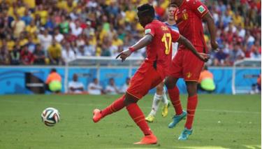 Origi trong màu áo tuyển Bỉ tại World Cup 2014.