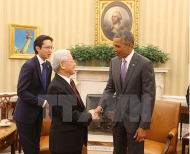 Tổng Bí thư Nguyễn Phú Trọng và Tổng thống Hoa Kỳ Barack Obama đã có cuộc hội đàm chính thức tại tại phòng Bầu dục ở Nhà Trắng.