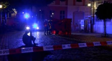 Hiện trường vụ nổ ở tại thị trấn Ansbach ở thành phố Nuremberg, miền Nam nước Đức.