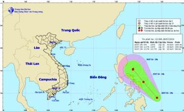 Hình ảnh dự báo đường đi của cơn bão mới.